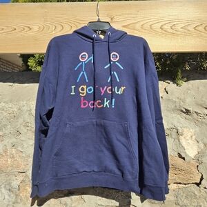 Hanes Navy Hoodie with Colorful Graphic